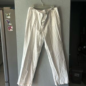 White linen pants